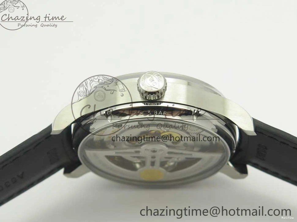 MIROTIME 1218 Efficient Portuguese Tourbillon IW5463 SS ZF Best Edition White Dial on Black Leather Strap 7170